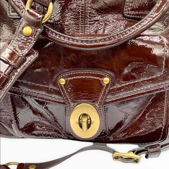 $3️⃣5️⃣0️⃣COACH  Francine Maroon/Burgundy Patent Leather Satchel - Picture 6 of 10